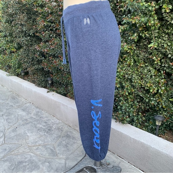 Victoria's Secret Soft Blue Sequins V. Secret Logo Small Drawstring Joggers - Picture 1 of 15